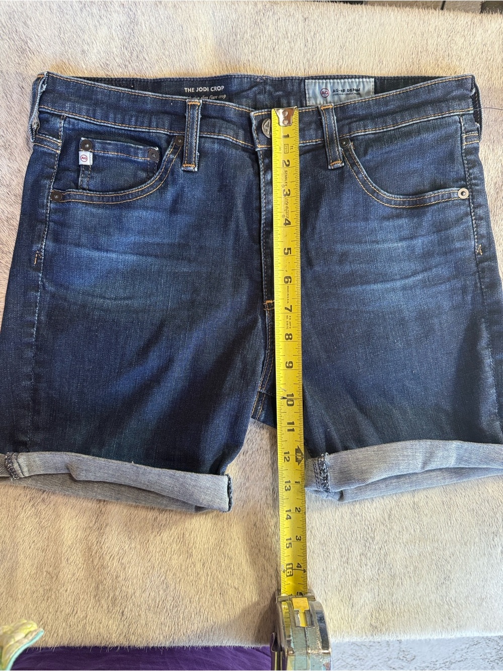 Ag Adriano Goldschmied Jeans Dark Blue Rolled-Hem  Shorts AG-ED DENIM 30‎ - Picture 3 of 17